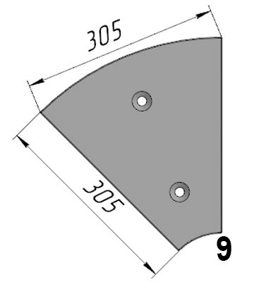 Р-777 (SLB010307361; 14033992) Торцевой сектор брони SANY (SLB1500)