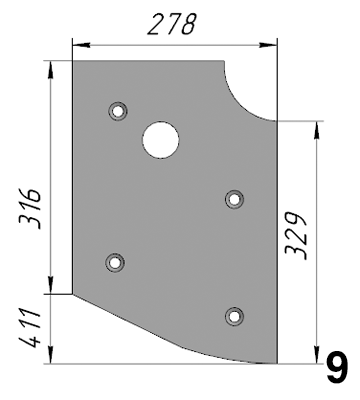Р-637 (G) Торцевой бронелист нижний правый внутренний DMI (MB1000)